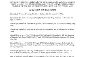 Quyết định 12/2014/QĐ-UBND hướng dẫn 21/2013/NQ-HĐND hỗ trợ kinh phí đào tạo thu hút nguồn nhân lực Cà Mau