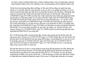 Chỉ thị 05/CT-BYT 2014 kiểm tra xã hội hóa khám chữa bệnh theo yêu cầu trong cơ sở công lập