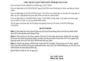 Quyết định 1563/QĐ-UBND Kế hoạch kiểm soát thủ tục hành chính Quảng Nam 2014