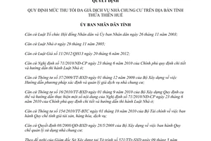 Quyết định 25/2014/QĐ-UBND mức thu tối đa giá dịch vụ nhà chung cư Thừa Thiên Huế