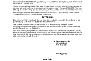 Quyết định 26/2014/QĐ-UBND tiếp nhận xử lý đơn khiếu nại Thừa Thiên Huế