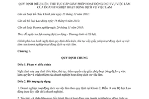 Nghị định 52/2014/NĐ-CP điều kiện thủ tục cấp giấy phép doanh nghiệp hoạt động dịch vụ việc làm