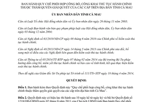 Quyết định 13/2014/QĐ-UBND Quy chế phối hợp công bố công khai thủ tục hành chính tỉnh Cà Mau