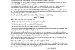 Quyết định 216/QĐ-ATTP an toàn thực phẩm sản xuất sản phẩm kinh doanh thực phẩm bao gói sẵn 2015