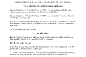 Quyết định 558/QĐ-BHXH năm 2014 Phương án xử lý kết quả rà soát văn bản 2013 Bảo hiểm xã hội