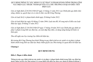 Thông tư 14/2014/TT-BCT xử phạt vi phạm hành chính lĩnh vực điện lực Cơ quan điều tiết điện lực