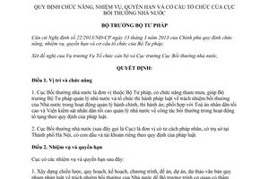 Quyết định 1163/QĐ-BTP 2014 chức năng nhiệm vụ quyền hạn cơ cấu Cục Bồi thường nhà nước