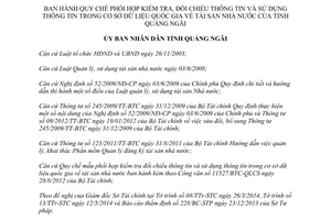 Quyết định 17/2014/QĐ-UBND đối chiếu sử dụng Cơ sở dữ liệu Quốc gia về tài sản nhà nước Quảng Ngãi