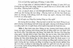 Thông tư 11/2014/TT-BLĐTBXH khung trình độ trung cấp cao đẳng nghề nhóm Công nghệ kỹ thuật