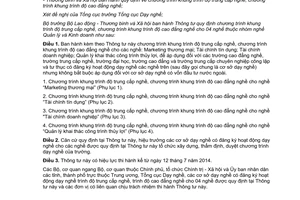 Thông tư 09/2014/TT-BLĐTBXH khung trình độ trung cấp nghề cao đẳng nghề nhóm Kinh doanh Quản lý