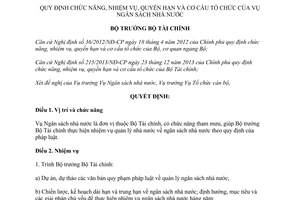 Quyết định 1166/QĐ-BTC 2014 chức năng nhiệm vụ quyền hạn cơ cấu tổ chức của Vụ Ngân sách nhà nước