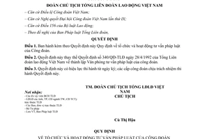 Quyết định 785/QĐ-TLĐ 2014 hoạt động tư vấn pháp luật của Công đoàn Tổng Liên đoàn lao động