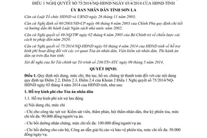 Quyết định 1299/QĐ-UBND 2014 mức chi thủ tục chứng từ thanh toán tại 75/2014/NQ-HĐND Sơn La