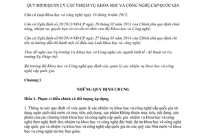 Thông tư 09/2014/TT-BKHCN quản lý nhiệm vụ khoa học công nghệ cấp quốc gia