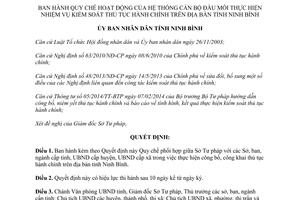 Quyết định 15/2014/QĐ-UBND hoạt động của cán bộ đầu mối kiểm soát thủ tục hành chính Ninh Bình