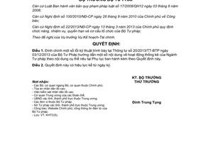 Quyết định 1191/QĐ-BTP đính chính 20/2013/TT-BTP hoạt động thống kê Ngành Tư pháp