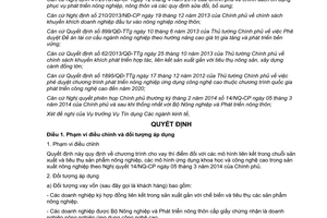 Quyết định 1050/QĐ-NHNN 2014 cho vay thí điểm phát triển nông nghiệp 14/NQ-CP