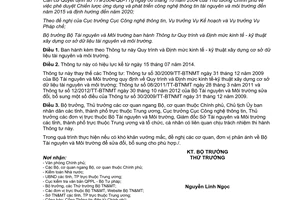 Thông tư 26/2014/TT-BTNMT Quy trình Định mức kinh tế kỹ thuật cơ sở dữ liệu tài nguyên môi trường