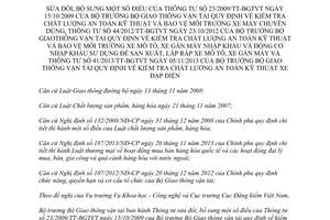 Thông tư 19/2014/TT-BGTVT sửa đổi 23/2009/TT-BGTVT 44/2012/TT-BGTVT 41/2013/TT-BGTVT