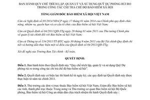 Quyết định 669/QĐ-BHXH 2014 trích lập quản lý sử dụng Quỹ Dự phòng rủi ro chi trả bảo hiểm xã hội