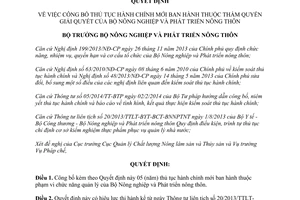 Quyết định 1163/QĐ-BNN-QLCL 2014 thủ tục hành chính mới thuộc Bộ Nông nghiệp phát triển nông thôn