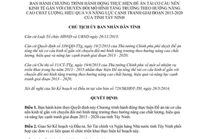 Quyết định 1210/QĐ-UBND 2014 tái cơ cấu nền kinh tế chuyển đổi mô hình tăng trưởng 2013 2020 Tây Ninh