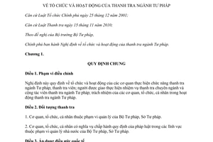 Nghị định 54/2014/NĐ-CP tổ chức hoạt động thanh tra ngành Tư pháp
