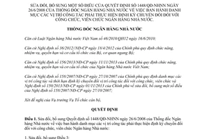 Quyết định 1065/QĐ-NHNN 2014 sửa đổi 1448/QĐ-NHNN định kỳ chuyển đổi đối vị trí công tác Ngân hàng