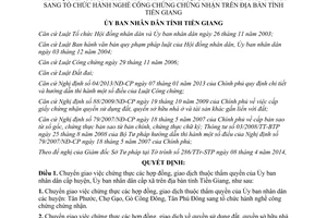 Quyết định 17/2014/QĐ-UBND chuyển giao chứng thực hợp đồng Ủy ban cấp huyện xã Tiền Giang