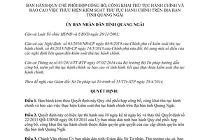 Quyết định 22/2014/QĐ-UBND công bố công khai kiểm soát thủ tục hành chính Quảng Ngãi