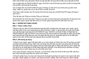 Thông tư 72/2014/TT-BTC hoàn thuế giá trị gia tăng hàng hóa người nước ngoài định cư ở nước ngoài