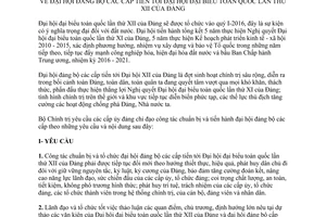 Chỉ thị số 36-CT/TW 2014 Đại hội đảng bộ các cấp tiến tới Đại hội Đại biểu toàn quốc lần thứ XII của Đảng