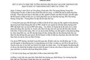 Thông báo 217/TB-VPCP 2014 kết luận Phó Thủ tướng Hoàng Trung Hải đầu tư theo hình thức đối tác công tư
