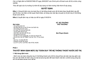 Quyết định 591/QĐ-BXD 2014 Định mức dự toán Duy trì hệ thống thoát nước đô thị