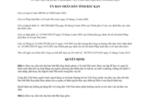 Quyết định 768/QĐ-UBND năm 2014 quy định khu vực cấm Bắc Kạn