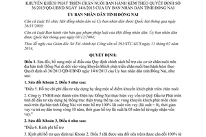 Quyết định 17/2014/QĐ-UBND sửa đổi chính sách hỗ trợ cơ sở chăn nuôi Đồng Nai di dời vùng khuyến khích