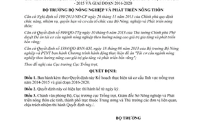 Quyết định 1006/QĐ-BNN-TT 2014 tái cơ cấu lĩnh vực trồng trọt 2014 2015 và 2016 2020