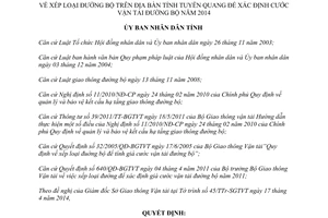 Quyết định 02/2014/QĐ-UBND xếp loại đường bộ tỉnh Tuyên Quang xác định cước vận tải đường bộ