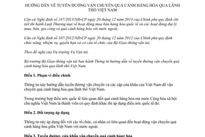 Thông tư 15/2014/TT-BGTVT tuyến đường vận chuyển quá cảnh hàng hóa qua lãnh thổ Việt Nam