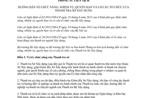 Thông tư liên tịch 06/2014/TTLT-BXD-BNV chức năng nhiệm vụ quyền hạn Thanh tra Sở Xây dựng