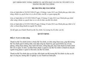 Quyết định 999/QĐ-BTC năm 2014 chức năng nhiệm vụ quyền hạn cơ cấu tổ chức Thanh tra Bộ Tài chính