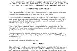 Quyết định 4295/QĐ-BCT 2014 mở rộng Khu gang thép phát triển sản xuất phân phối thép đến 2020 xét 2025