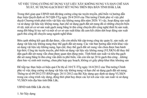 Chỉ thị 04/2014/CT-UBND sử dụng vật liệu xây không nung hạn chế gạch đất sét nung Đắk Lắk