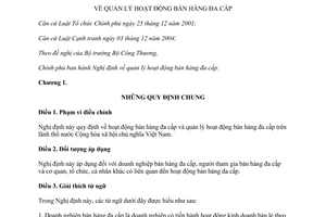 Nghị định 42/2014/NĐ-CP quản lý hoạt động bán hàng đa cấp