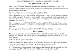Quyết định 13/2014/QĐ-UBND thu chi phân chia ngân sách năm 2014 Tân Uyên Bình Dương