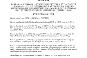 Quyết định 08/2014/QĐ-UBND quản lý thực hiện 33/2013/QĐ-TTg hỗ trợ di dân định canh Bình Phước