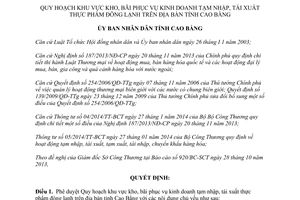 Quyết định 635/QĐ-UBND 2014 kho bãi phục vụ kinh doanh tạm nhập tái xuất thực phẩm đông lạnh Cao Bằng