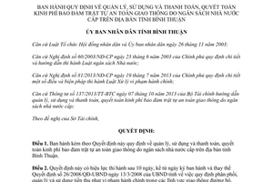 Quyết định 17/2014/QĐ-UBND quản lý sử dụng thanh toán quyết toán kinh phí bảo đảm trật tự ATGT Bình Thuận