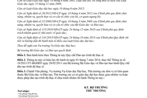 Thông tư 15/2014/TT-BGDĐT Quy chế Đào tạo trình độ thạc sĩ