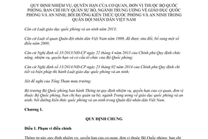 Thông tư 24/2014/TT-BQP quyền hạn cơ quan đơn vị thuộc Bộ Quốc phòng bồi dưỡng kiến thức quốc phòng an ninh